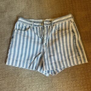 American Eagle Outfitters Blue and White Striped Jean Shorts